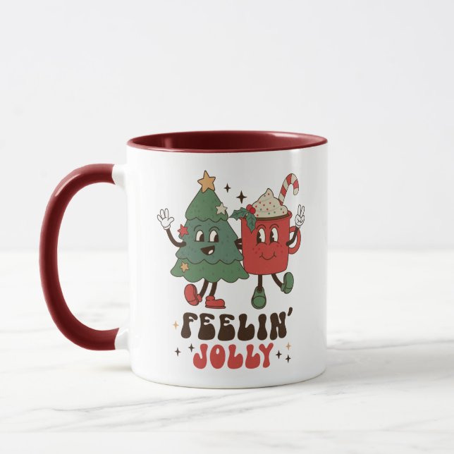 Mug Feelin' Jolly Fêtes de Noël Funny Retro (Gauche)