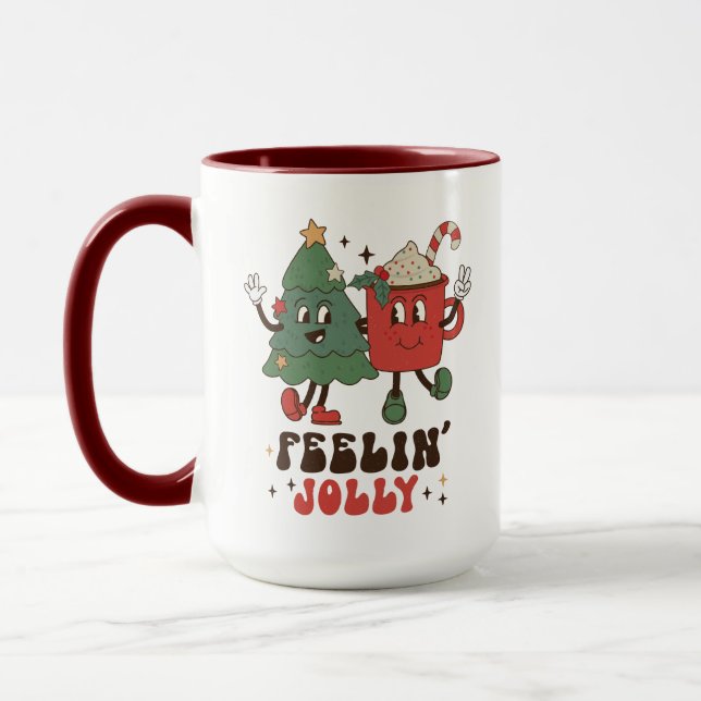 Mug Feelin' Jolly Fêtes de Noël Funny Retro (Gauche)