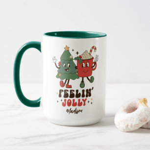 Mug Feelin' Jolly Fêtes de Noël Funny Retro Nom