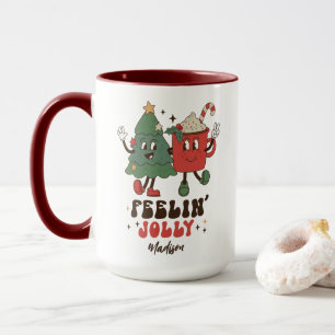 Mug Feelin' Jolly Fêtes de Noël Funny Retro Nom