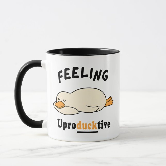 Mug Feeling Unproductive Funny Sleeping Duck Meme (Gauche)