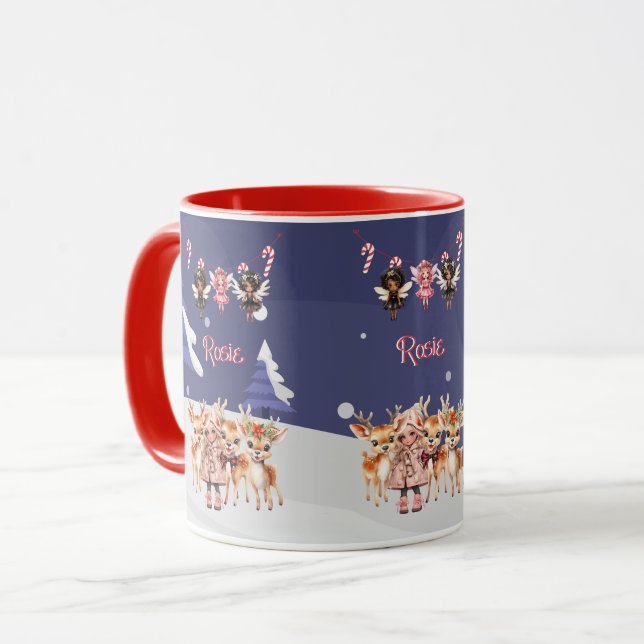 Mug Fées de Sucre de canne de Noël pour filles de renn (Devant gauche)