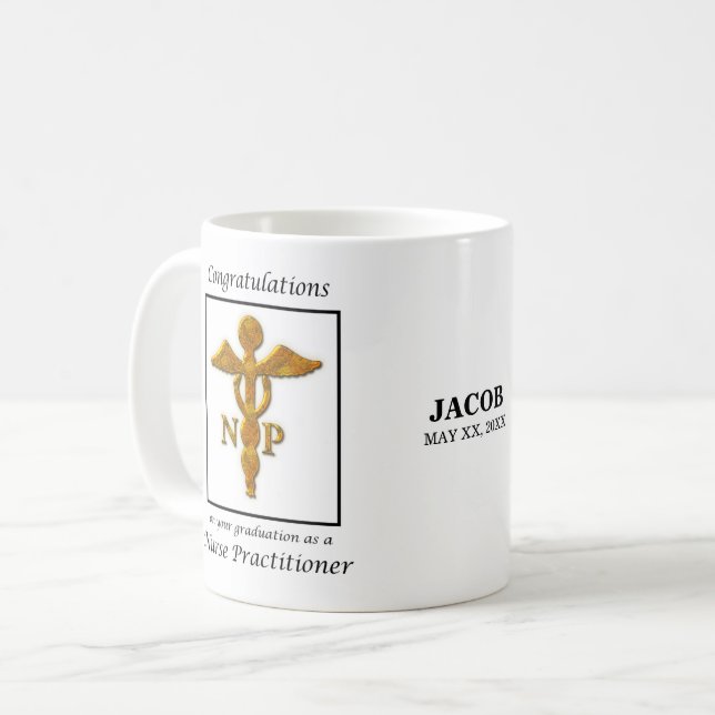 Mug Félicitations à l'infirmière praticienne (Devant gauche)