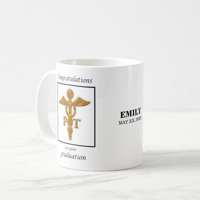 Mug Félicitations à l'obtention d'un diplôme de physio (Devant gauche)