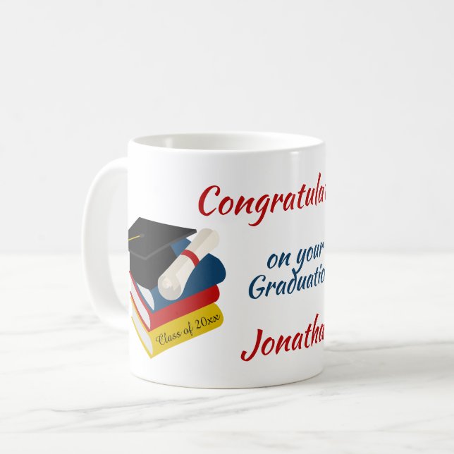 Mug Félicitations Casquette De Remise De Diplôme Et Li (Devant gauche)