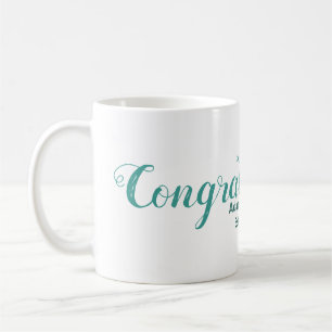Mug Félicitations couple de mariage bleu vert nom anné