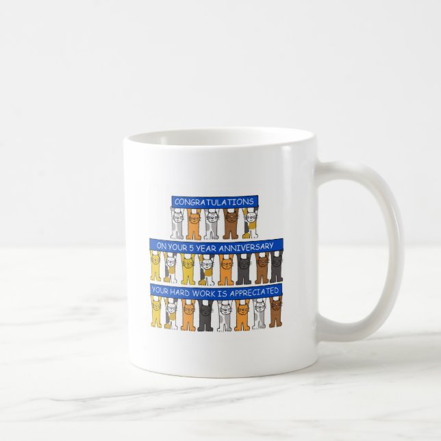 Mug Félicitations d'anniversaire de travail de 5 ans, (Droite)