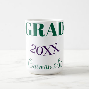Mug félicitations diplômé vert violet gras année 20XX