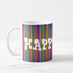MUG FÉLICITATIONS JOYEUX JOURS SUR L'ART STRIPÉ