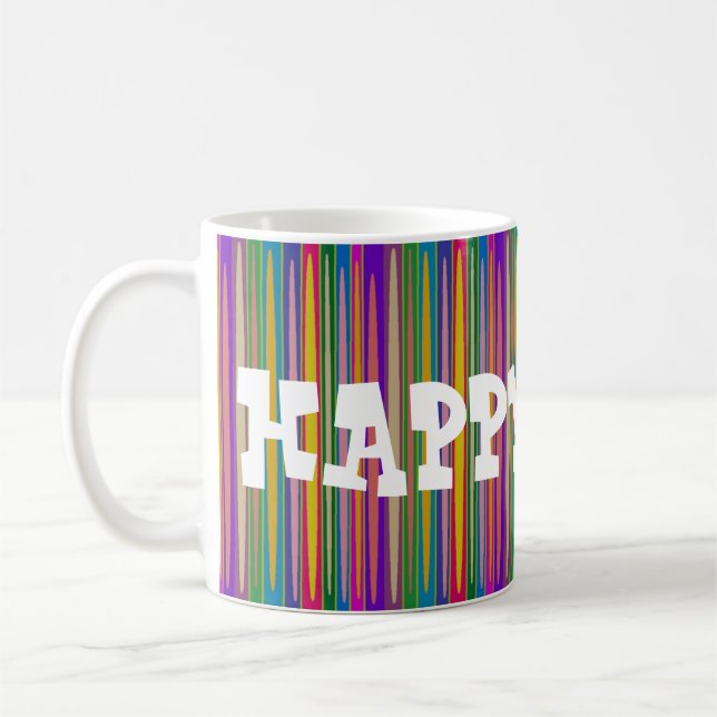 MUG FÉLICITATIONS JOYEUX JOURS SUR L'ART STRIPÉ (Gauche)