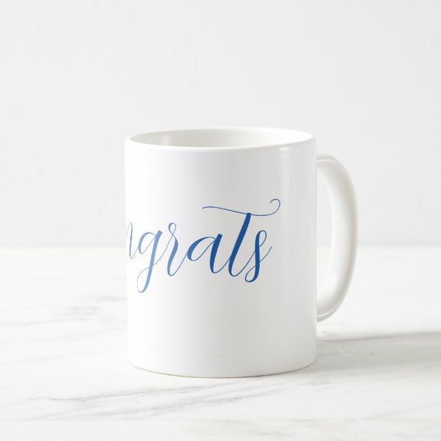 Mug félicitations nom bleu stylé diplôme date année (Devant droit)