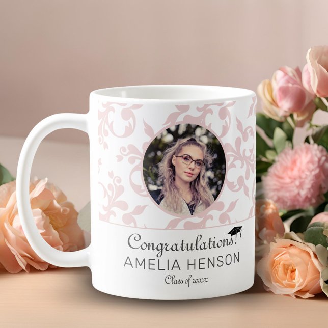 Mug Félicitations Pink Rococo Graduation Photo (Créateur téléchargé)