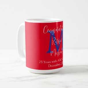 Mug Félicitations pour la retraite, Monogramme, Nom Ro