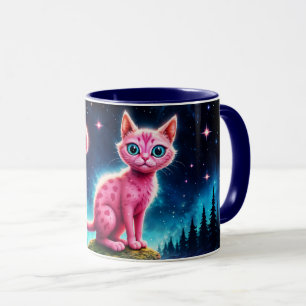 Mug Félin aux yeux bleus magiques sous des étoiles bri