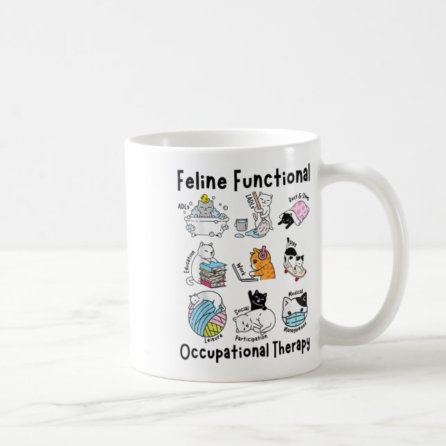 Mug Feline Fun Chat ergothérapie fonctionnelle Ot (Droite)