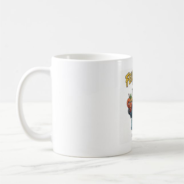 Mug Feline Good — Chat en robe de chambre avec cocktai (Gauche)