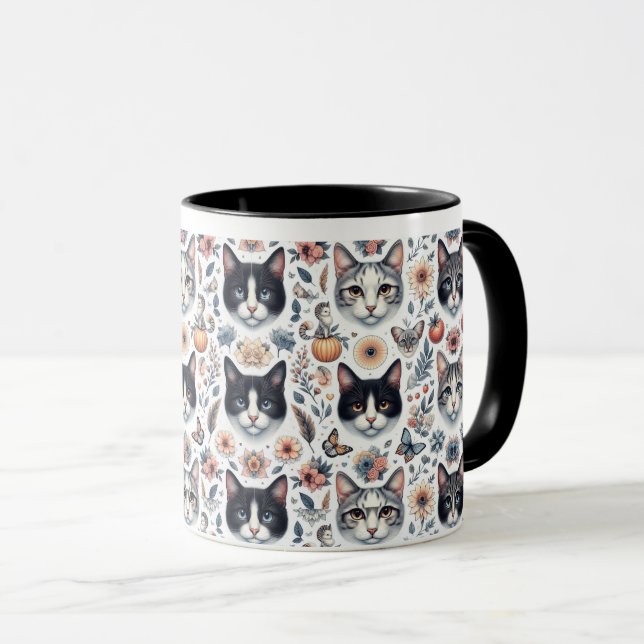 Mug Feline Imaginaire : Une danse Whimsical de chats e (Devant droit)