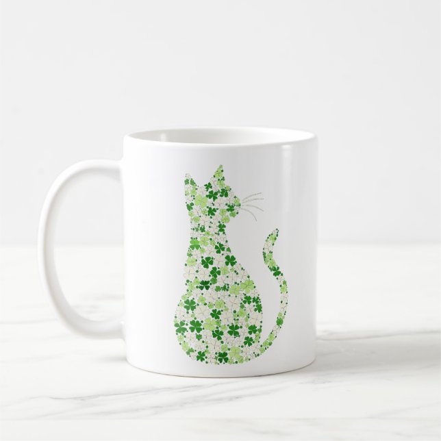 Mug Feline Silhouette de Trèfle - Fête de la Saint-Pat (Gauche)