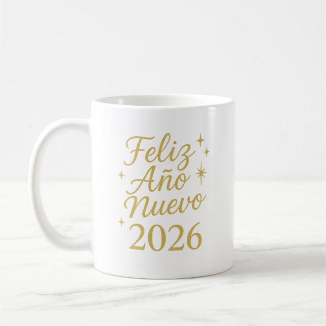 Mug Feliz Año Nuevo 2026 ✨ | Elegant Gold New Year  (Gauche)
