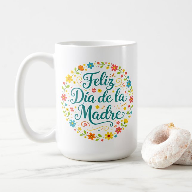 Mug Feliz Dia De La Madre Calligraphie de la fête des  (Avec donut)
