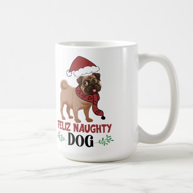 Mug Feliz Naughty Chien Noël (Droite)