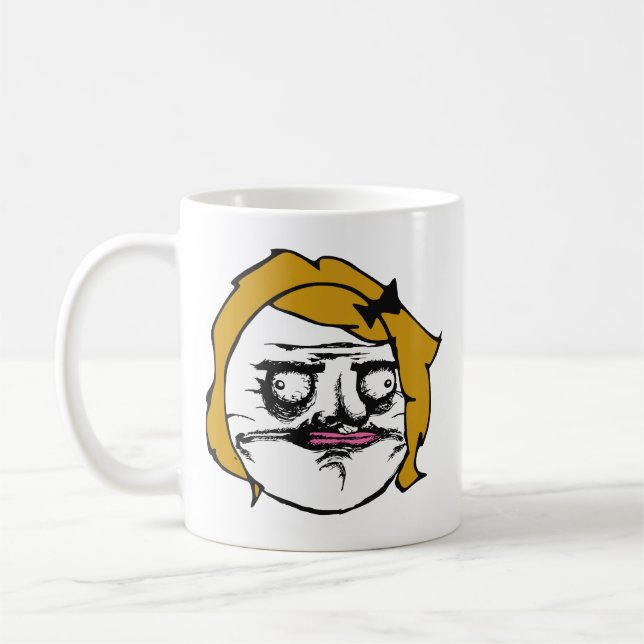 Mug Femelle blonde je visage comique Meme de rage de (Gauche)