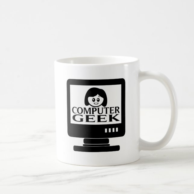 Mug Femelle de fille de geek d'ordinateur (Droite)