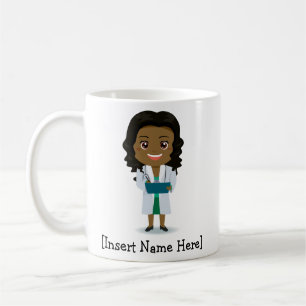 Mug Femelle noire/africaine de docteur mignon