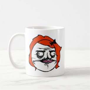 Mug Femelle rouge je visage comique Meme de rage de