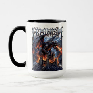 Mug Féminisme Dragon Brûlant Château Écraser Le Patria