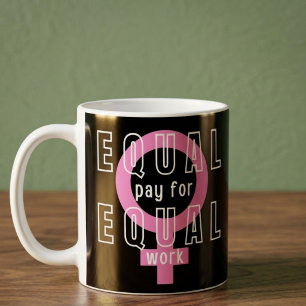 Mug Féministe de l'égalité salariale pour un travail é