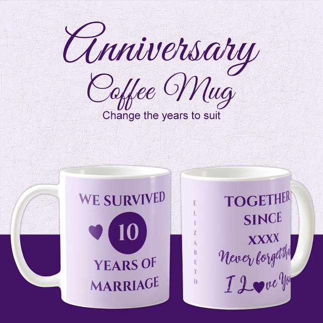 Mug Femme 10 ans de mariage est année violet (Créateur téléchargé)