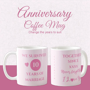 Mug Femme 10 ans de mariage est rose année