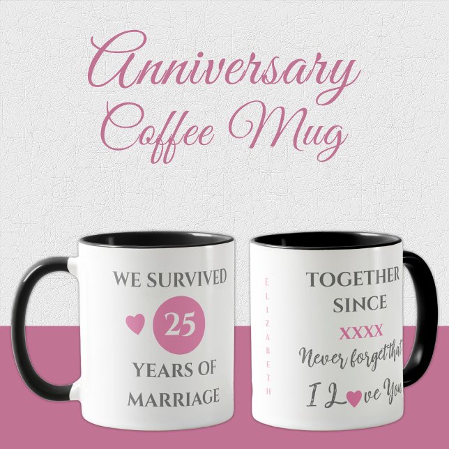 Mug Femme 25 ans de mariage rose année (Créateur téléchargé)