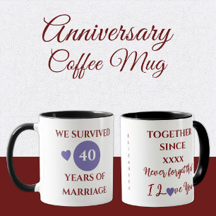 Mug Femme 40 ans de mariage est année violet rouge