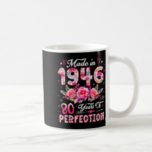 Mug Femme 80 Ans Fabriquée En 1946 Florale 80e Anniver