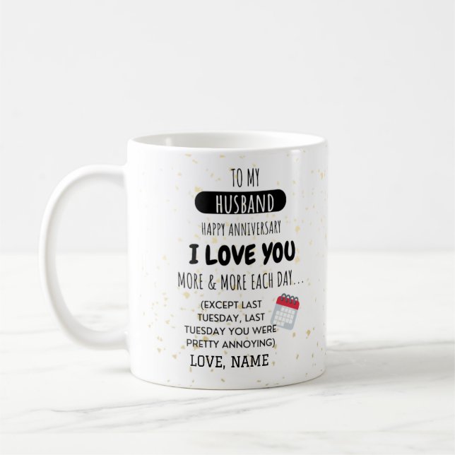 Mug Femme amusante au mari Message d'Humour à l'annive (Gauche)