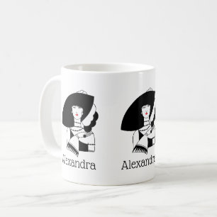 Mug Femme Art Déco avec grand chapeau et gants RL