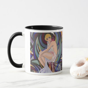 Mug Femme Art Déco Vintage avec Draperies par S. Chomp