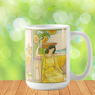 Mug Femme Art Nouveau avec des tournesols
