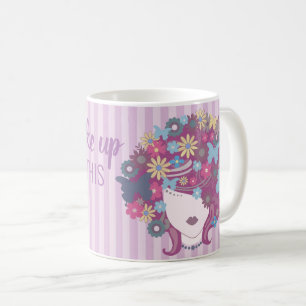 Mug Femme aux beaux cheveux fleuris pourpre citation