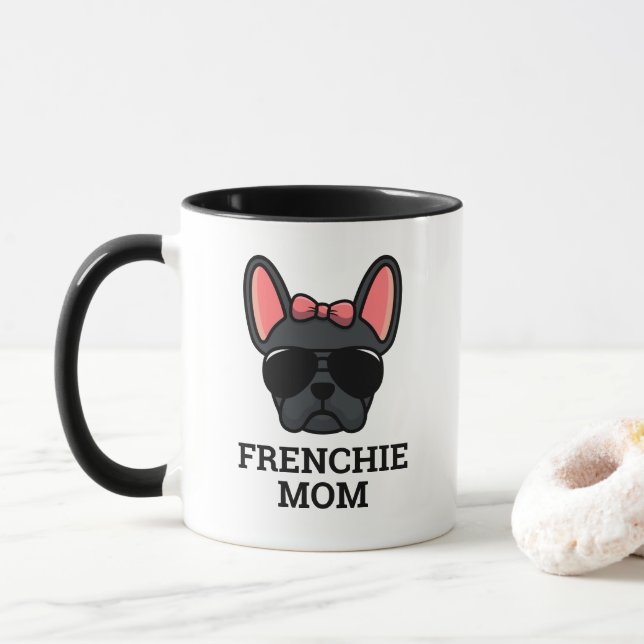 Mug Femme Black French Bulldog Frenchie Chien Maman (Avec donut)