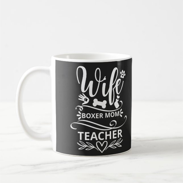 Mug Femme Boxer Maman Enseignant Drôle Chien (Gauche)