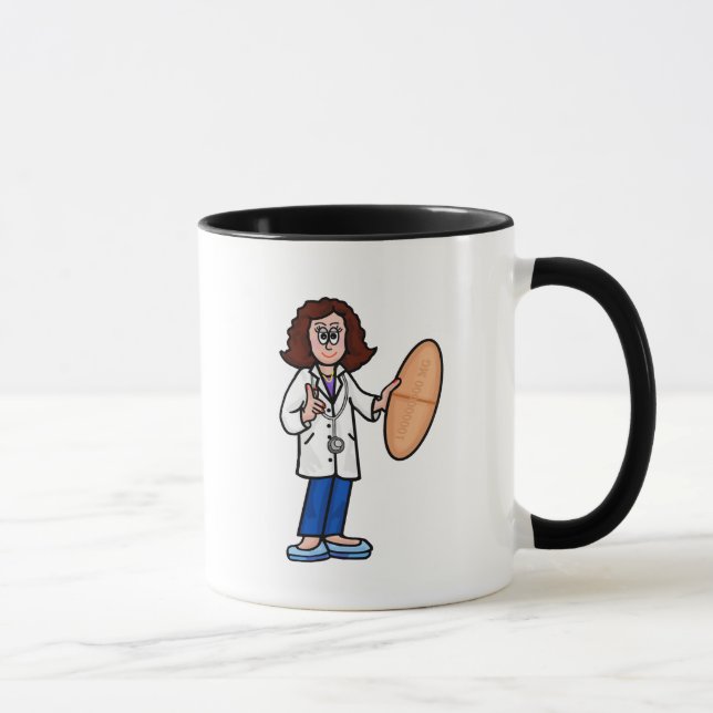 Mug Femme Brunette docteur avec gélule (Droite)