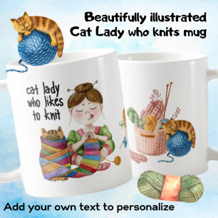 Mug Femme Chat Qui Aime Knit Funny Chat Tricot Maman C