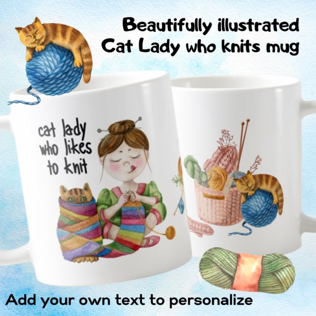 Mug Femme Chat Qui Aime Knit Funny Chat Tricot Maman C (Créateur téléchargé)