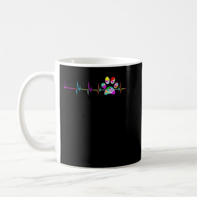 Mug Femme Chien Empreinte de patte Heartbeat Femmes Fi (Gauche)