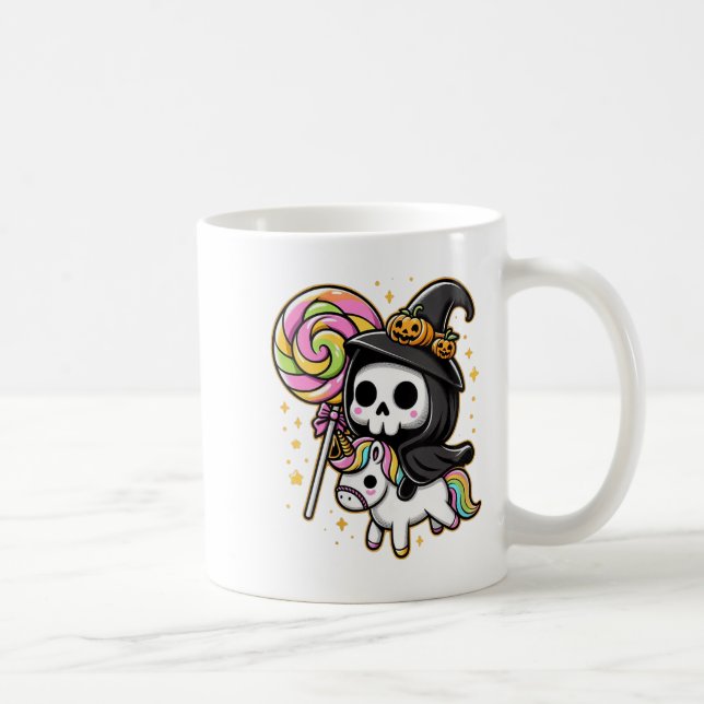 Mug Femme Cute Grim Reaper Sorcière équitation Unicorn (Droite)