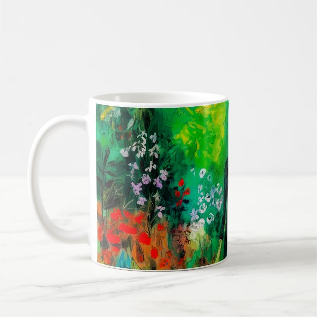 Mug Femme dans la belle prairie verte (Gauche)
