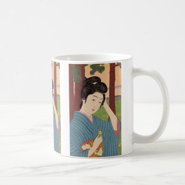 Mug Femme dans un bosquet d'arbres par Hashiguchi Goyo (Droite)